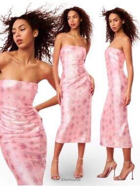 LoveShackFancy Stasia Sequin Dress Pink Strapless Cocktail Party Size 10 $695